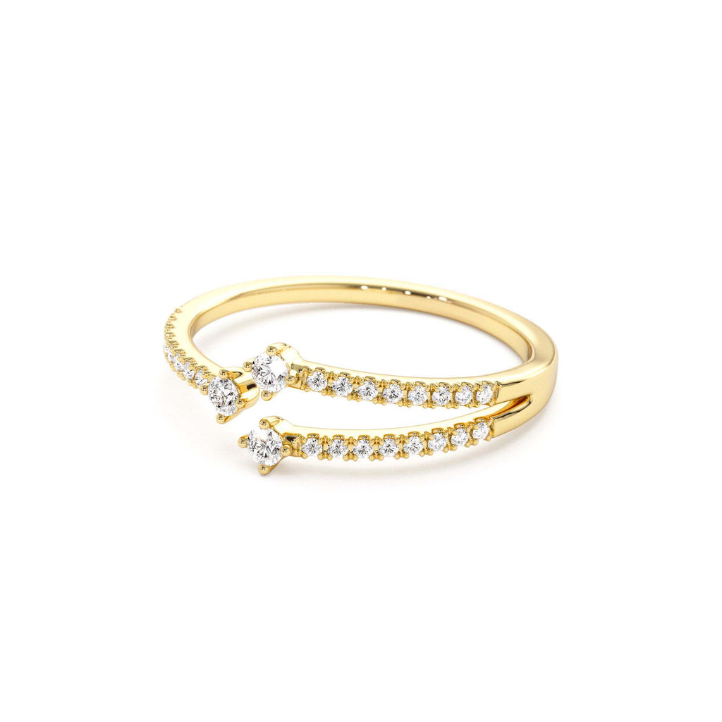 14k Unique Diamond Crossover Ring For Women - view 4