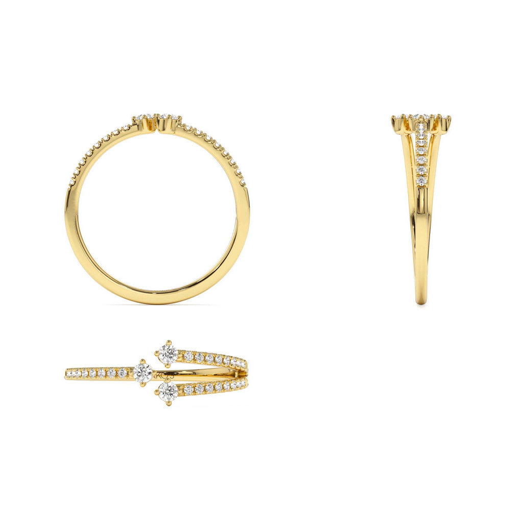 14k Unique Diamond Crossover Ring For Women - view 5