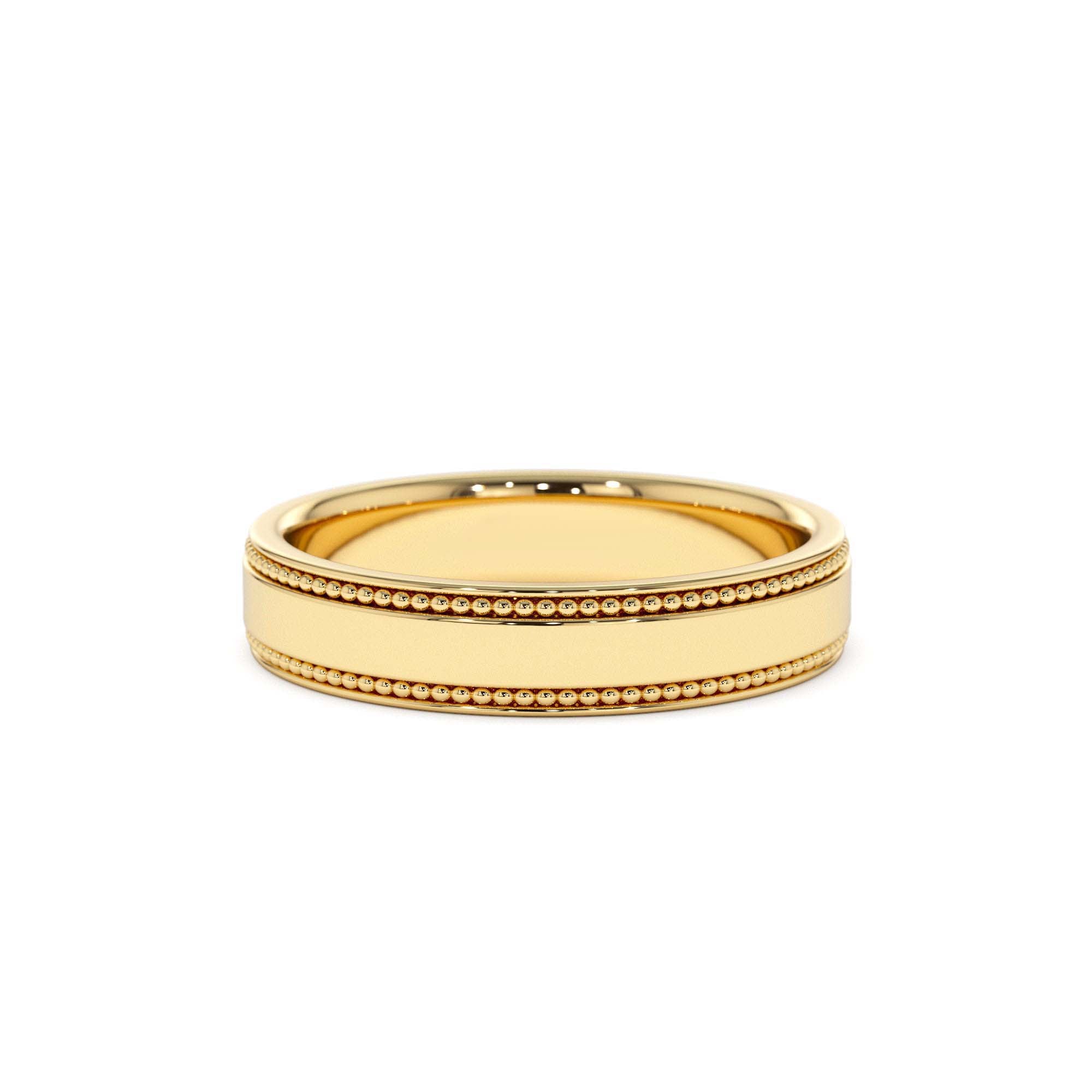 14k 4MM Flat Milgrain Edge Wedding Band by Orlina Fine