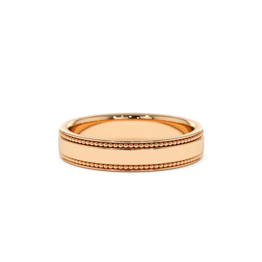 14k 4MM Flat Milgrain Edge Wedding Band - view 2