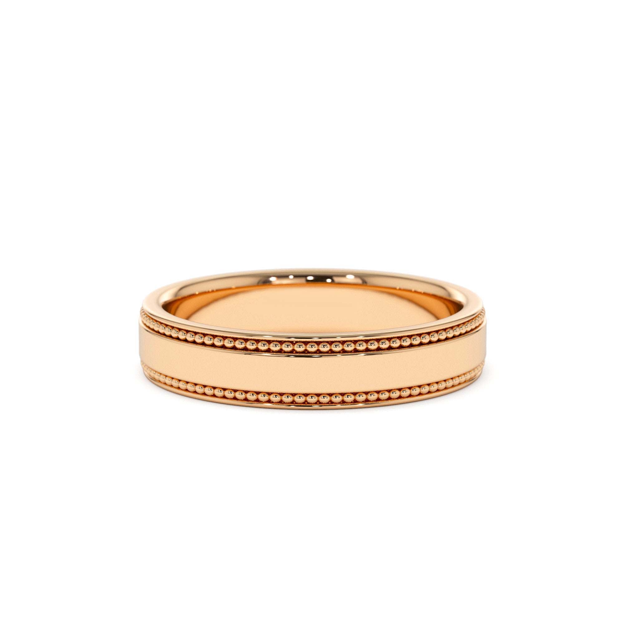 14k 4MM Flat Milgrain Edge Wedding Band - view 2