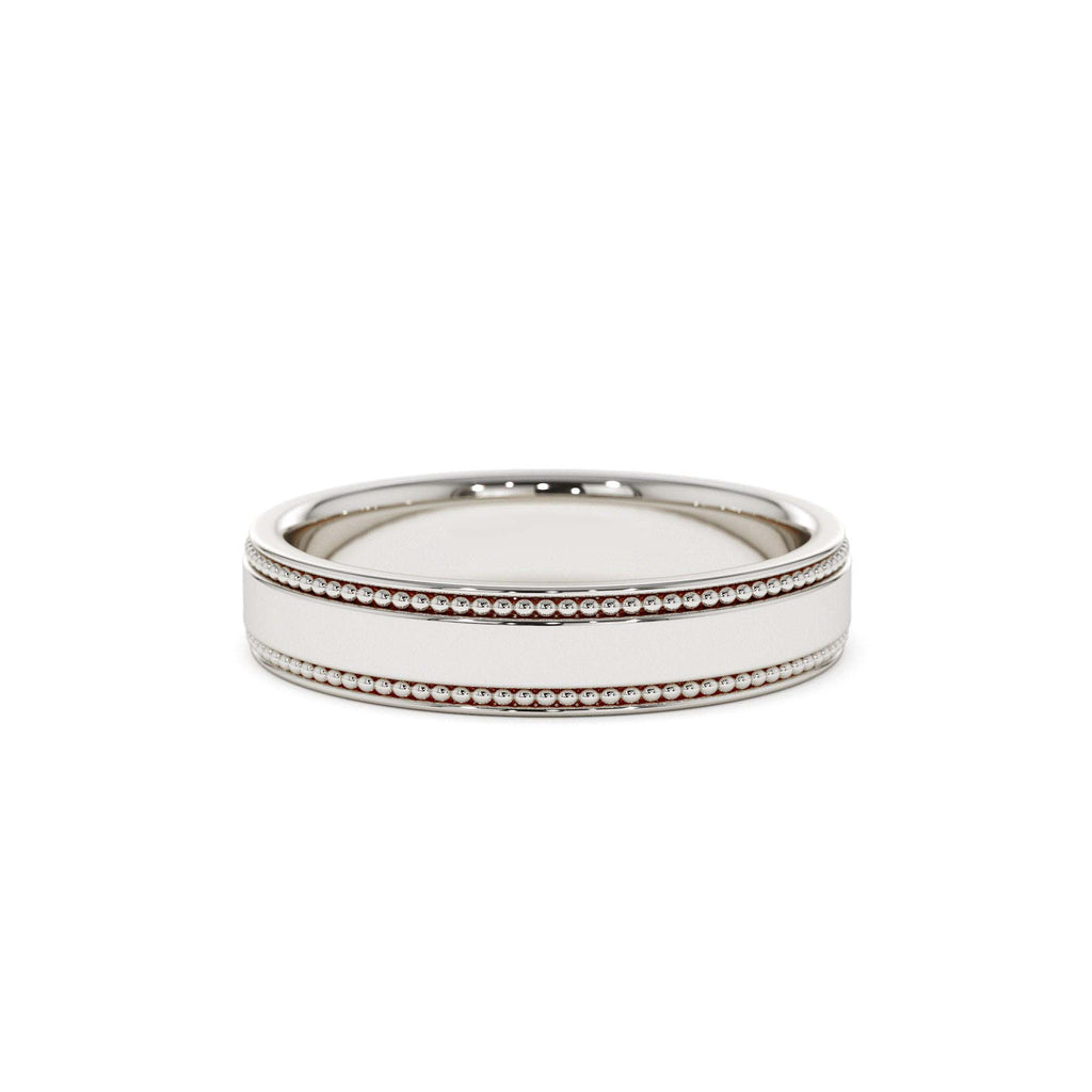 14k 4MM Flat Milgrain Edge Wedding Band - view 3