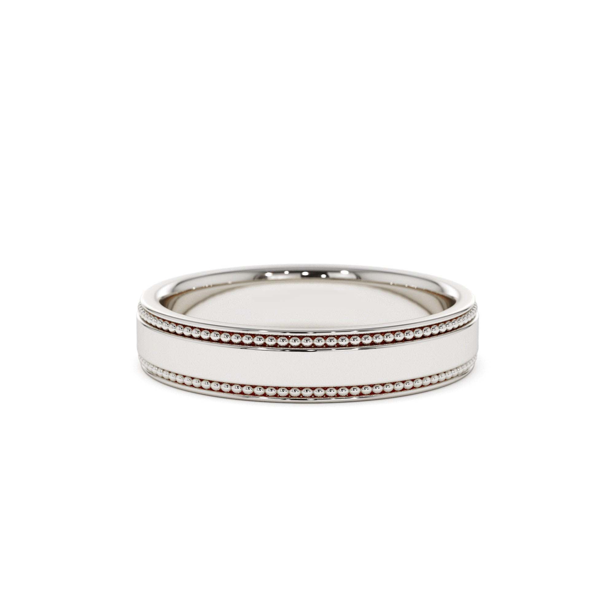 14k 4MM Flat Milgrain Edge Wedding Band - view 3