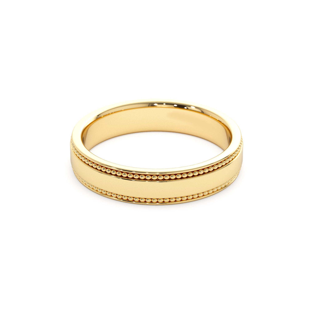 14k 4MM Flat Milgrain Edge Wedding Band - view 4