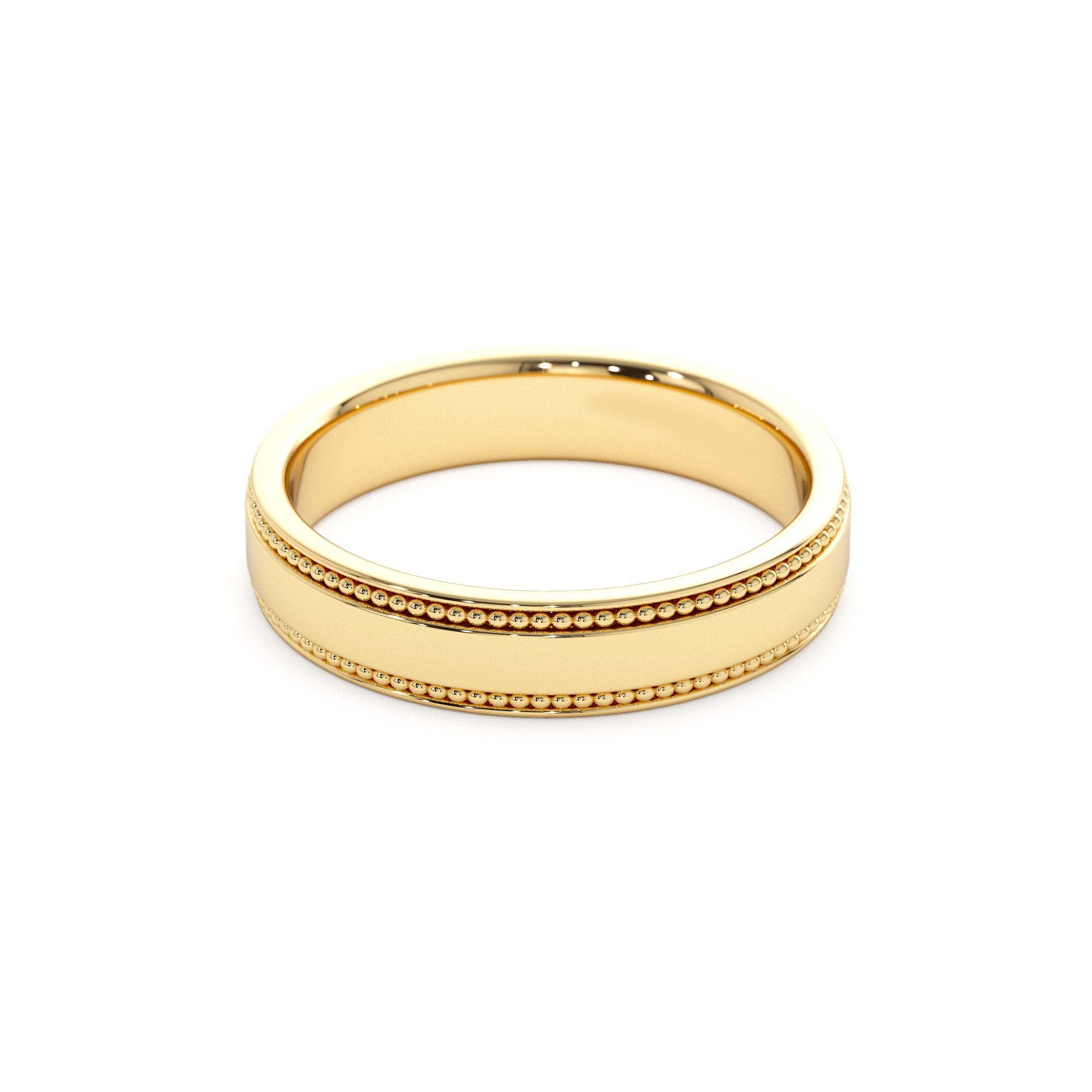 14k 4MM Flat Milgrain Edge Wedding Band - view 4
