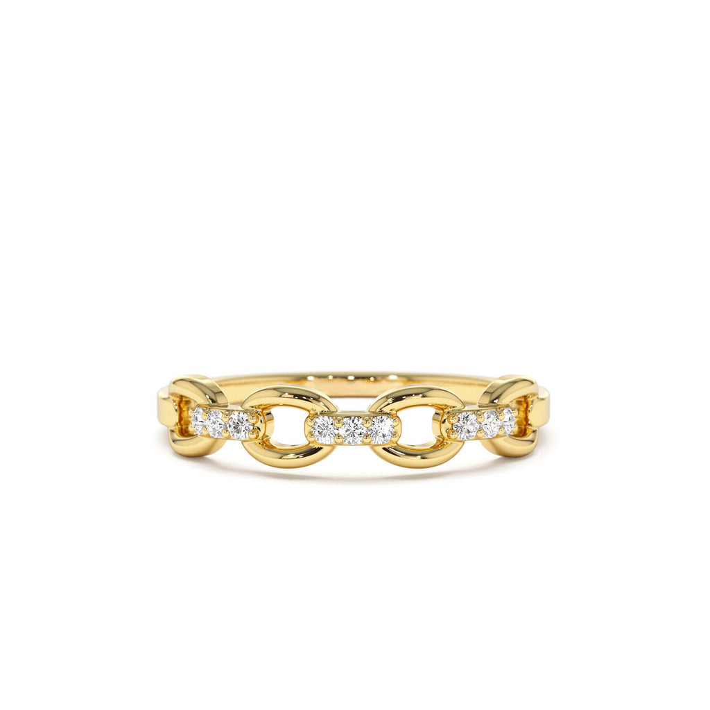 14K Cable Chain Link Diamond Ring by Orlina Fine