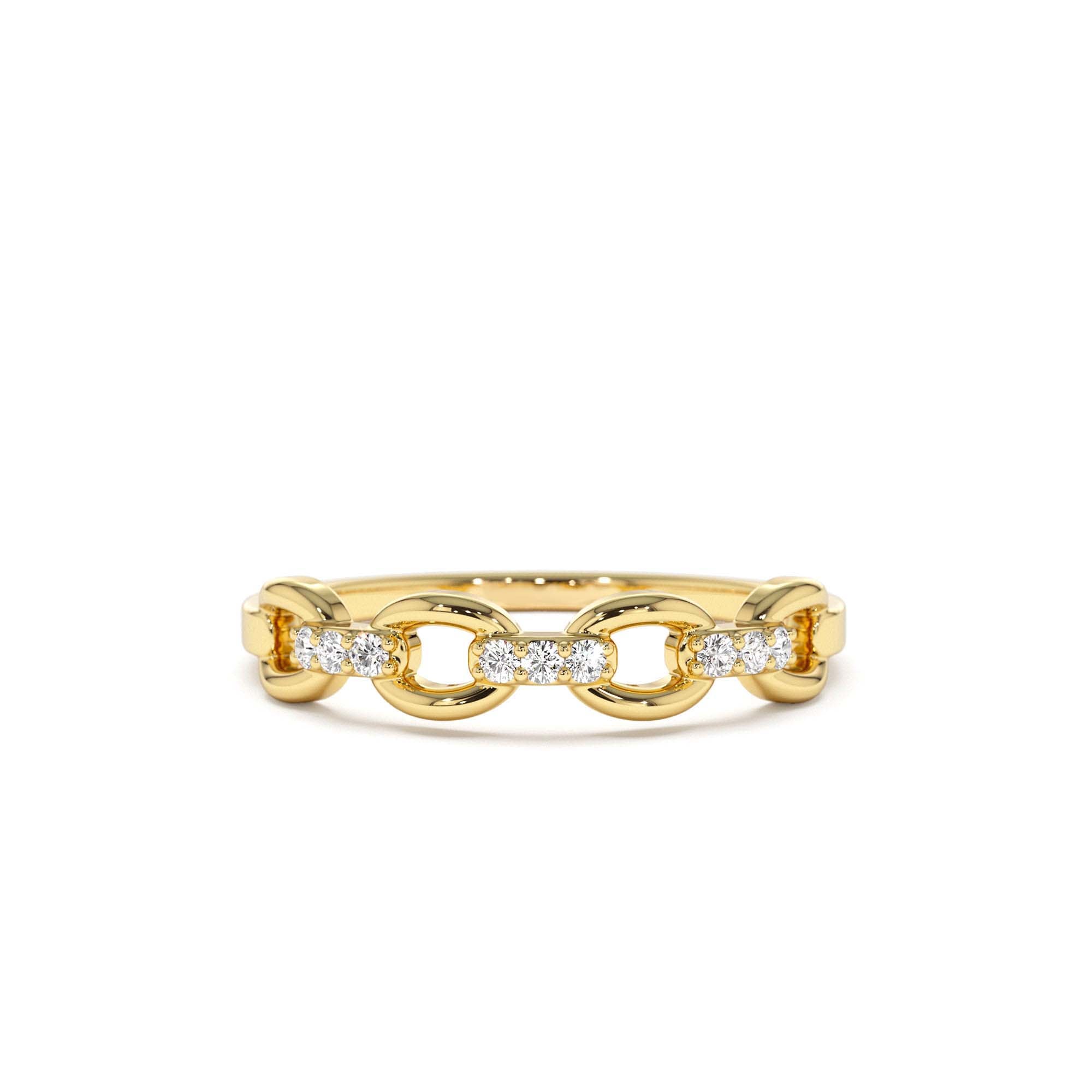 14K Cable Chain Link Diamond Ring by Orlina Fine
