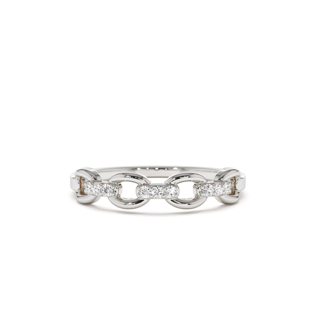 14K Cable Chain Link Diamond Ring - view 2