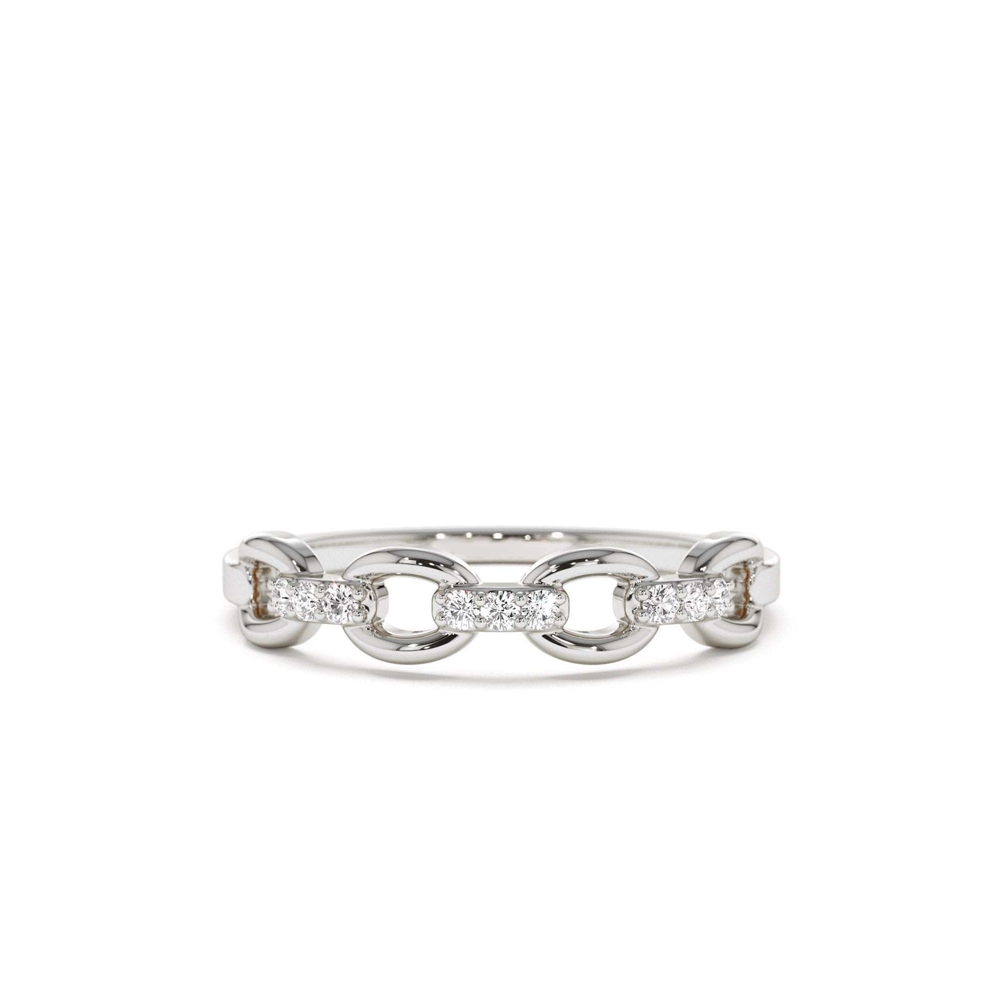 14K Cable Chain Link Diamond Ring - view 2