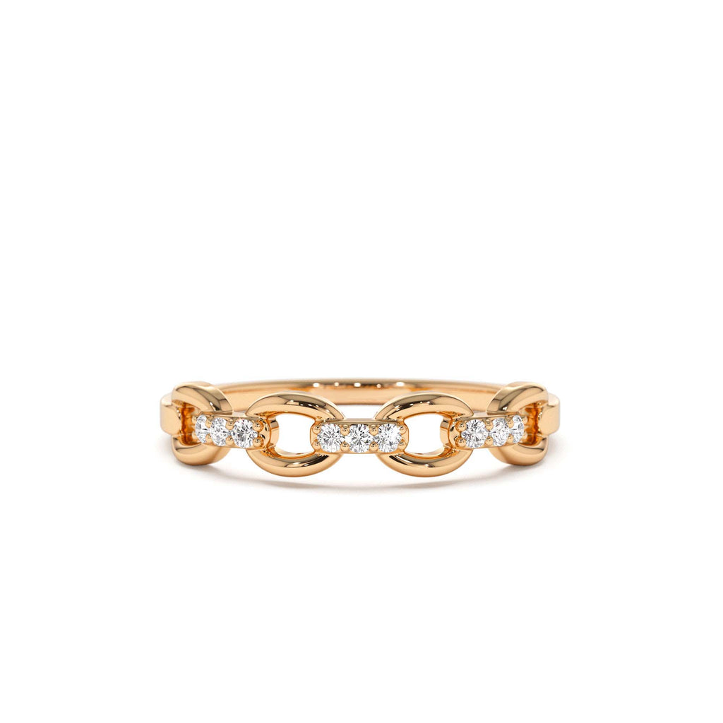 14K Cable Chain Link Diamond Ring - view 3