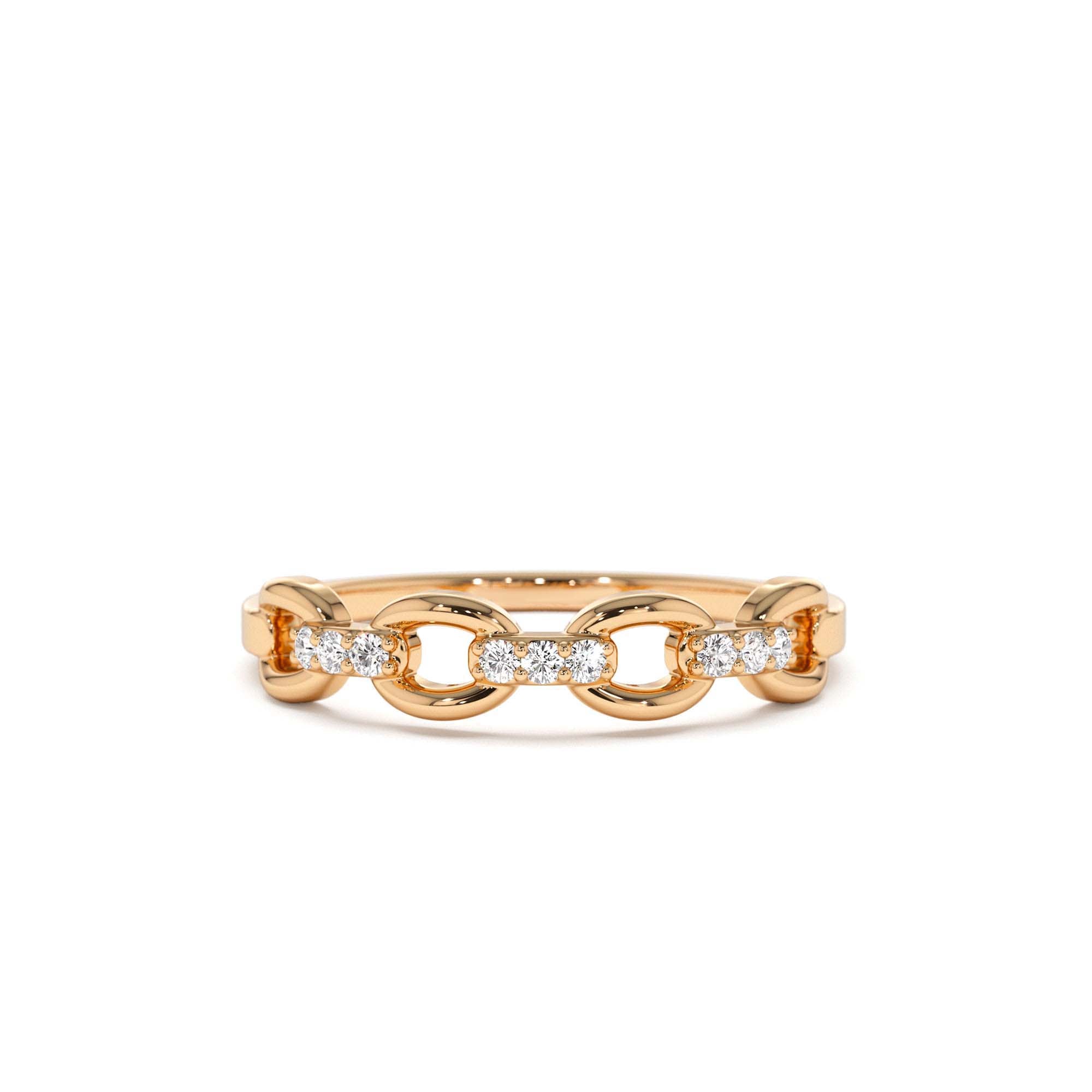 14K Cable Chain Link Diamond Ring - view 3