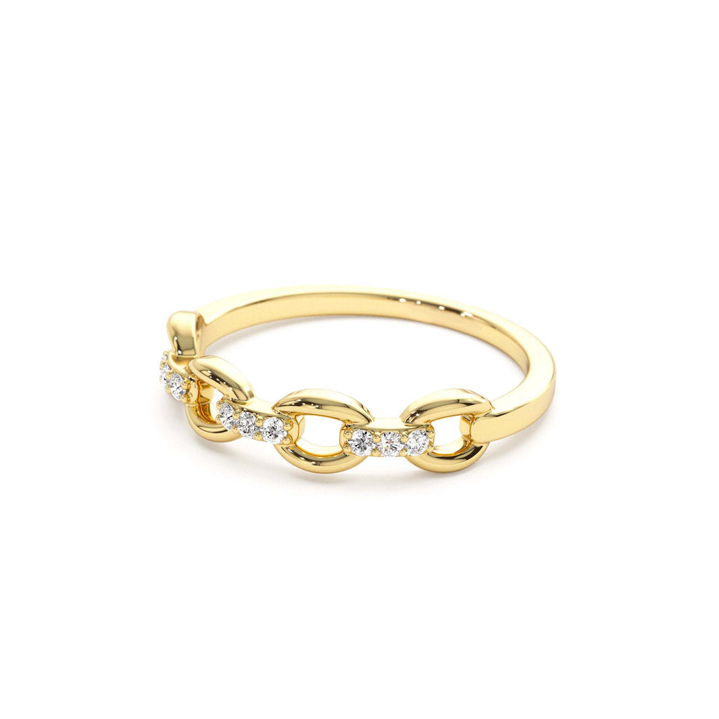 14K Cable Chain Link Diamond Ring - view 4