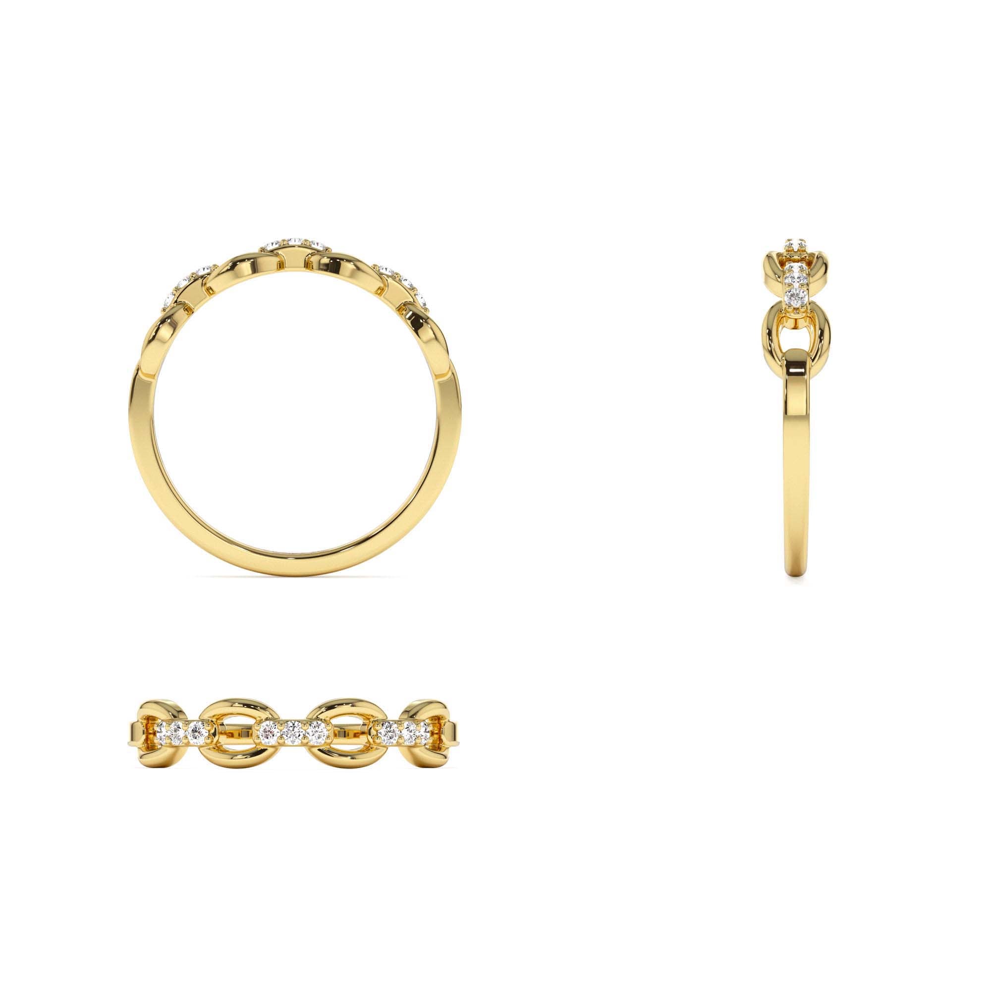 14K Cable Chain Link Diamond Ring - view 5