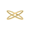 14K Gold Beaded Band Criss Cross Statement Ring by Orlina Fine