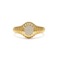14k Gold Ribbed Oval Signet Ring by Orlina Fine
