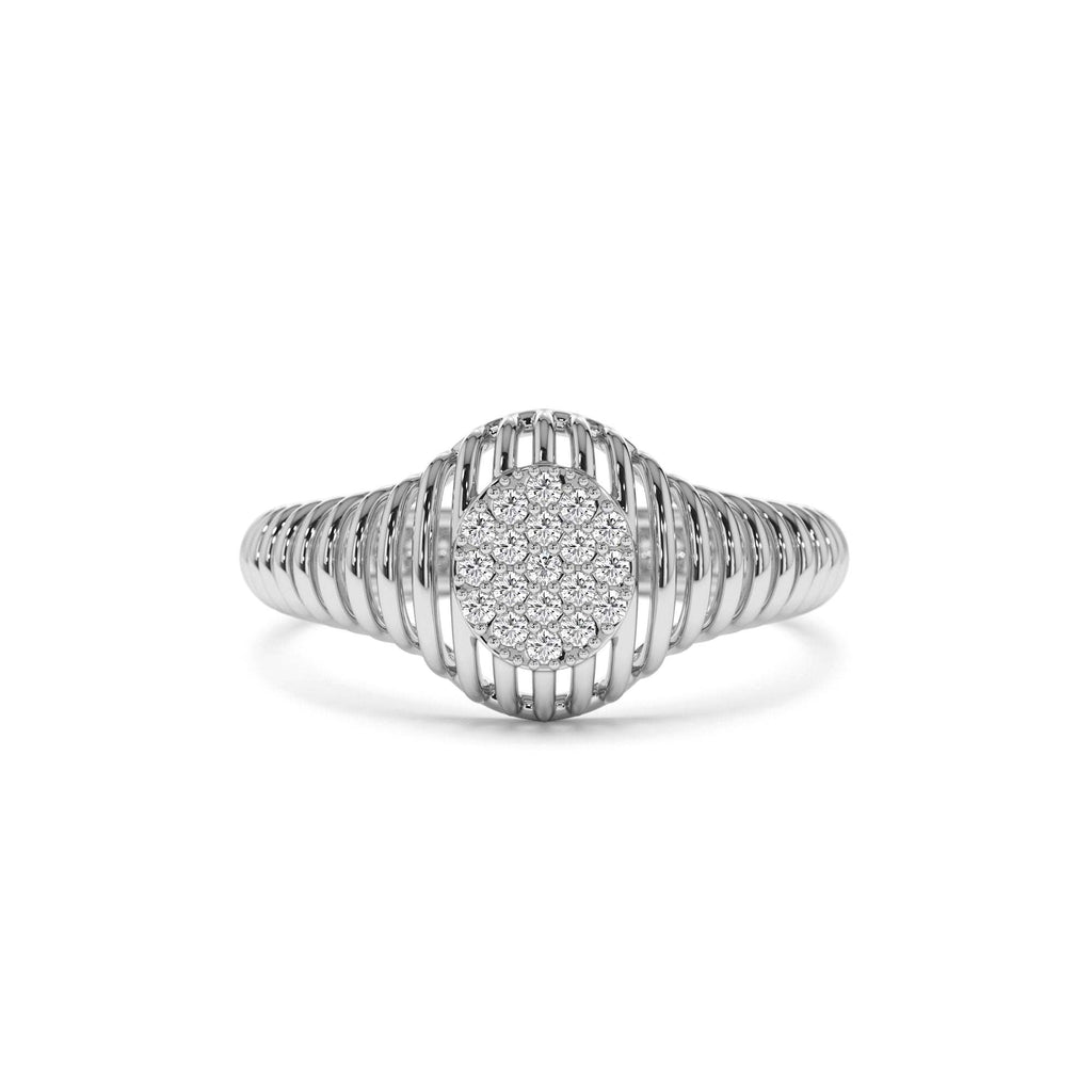 14k Gold Ribbed Oval Signet Ring - view 2