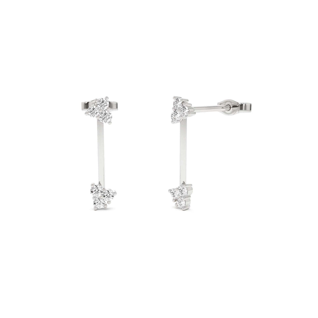 14k Vertical Bar Diamond Earrings - view 3