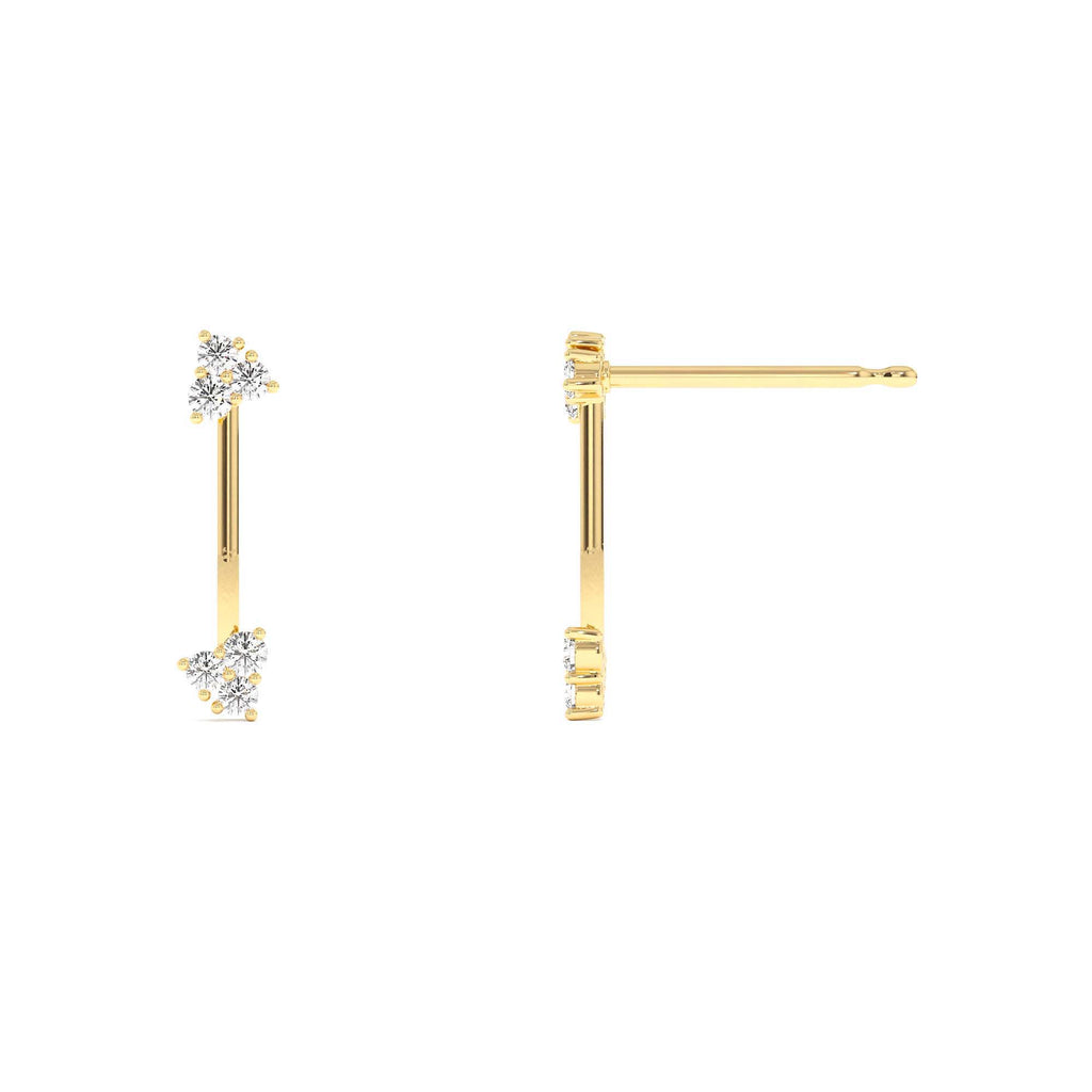 14k Vertical Bar Diamond Earrings - view 4