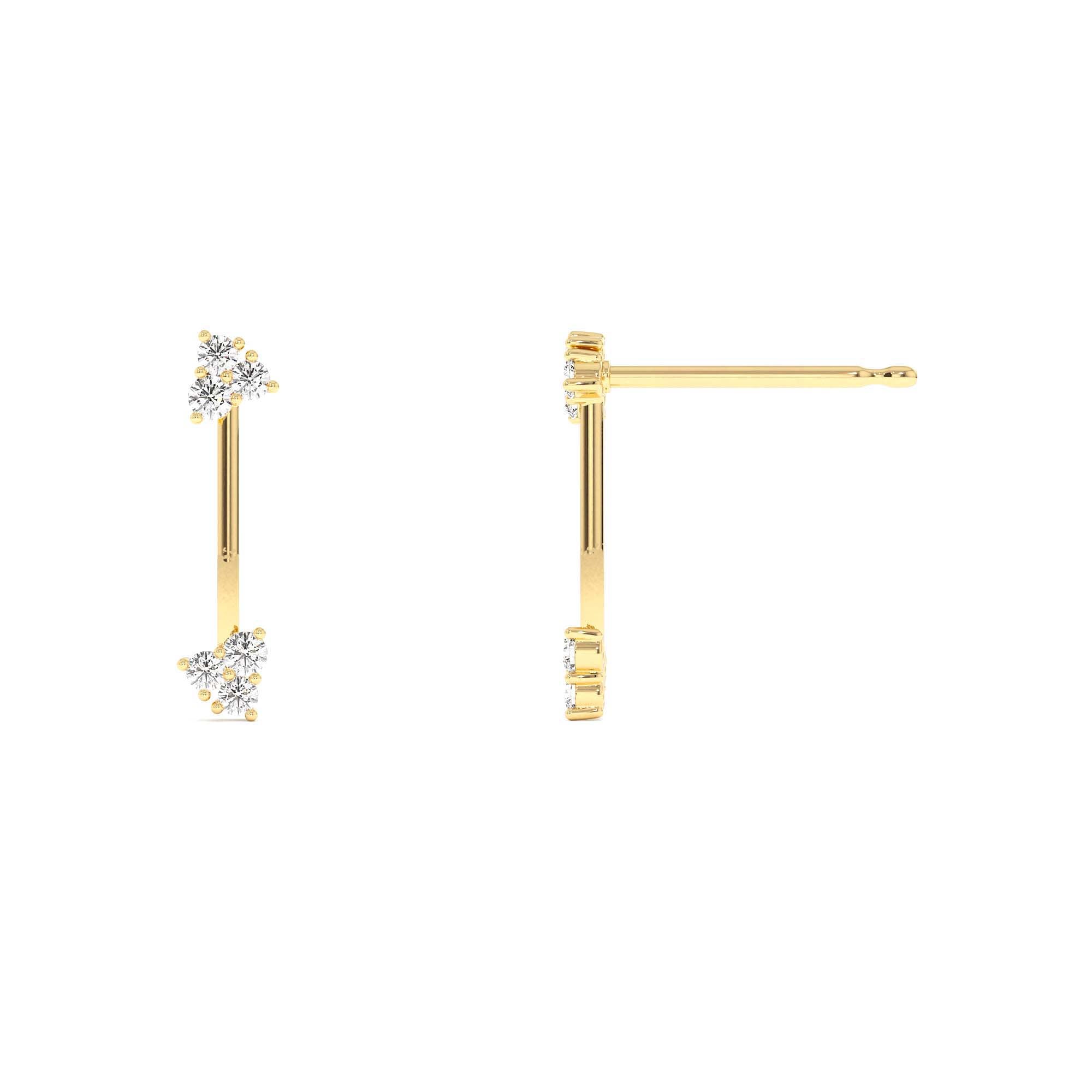 14k Vertical Bar Diamond Earrings - view 4