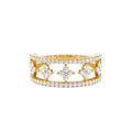 14k Double Row Pave Diamond Ring w/ Diamond Cluster Accents by Orlina Fine
