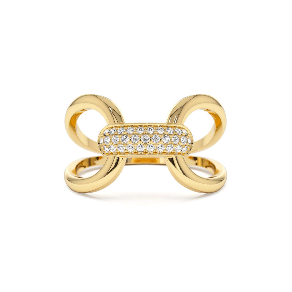 14K Gold Folded Micro Pave Diamond Ring by Orlina Fine