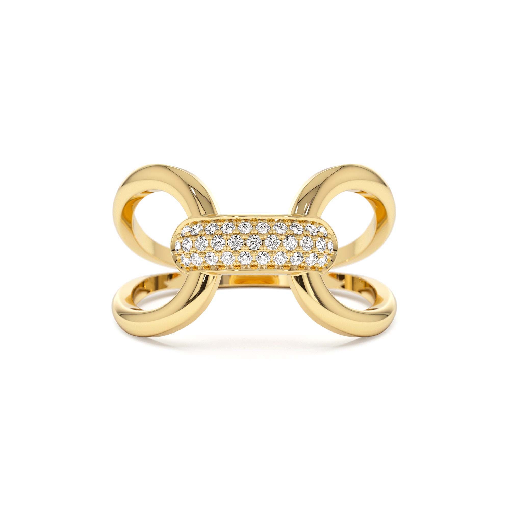 14K Gold Folded Micro Pave Diamond Ring by Orlina Fine
