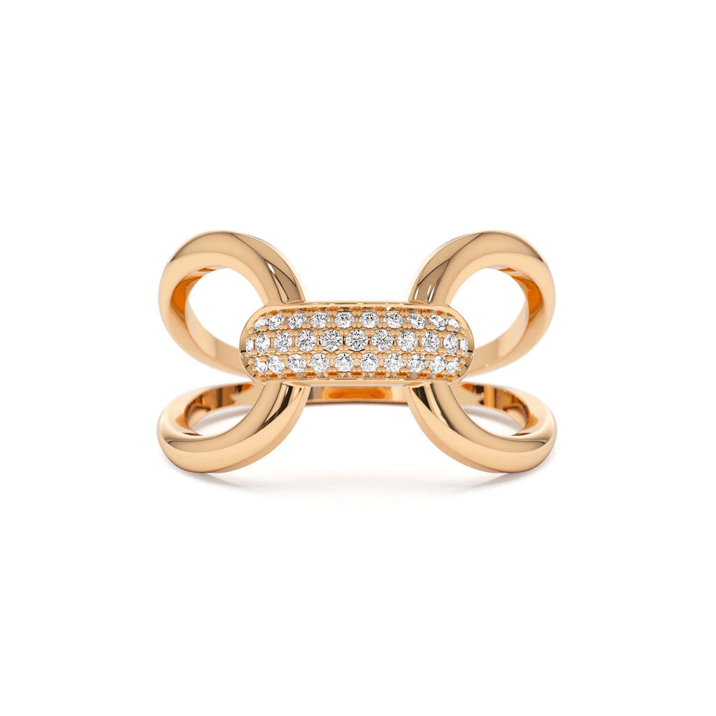 14K Gold Folded Micro Pave Diamond Ring - view 2