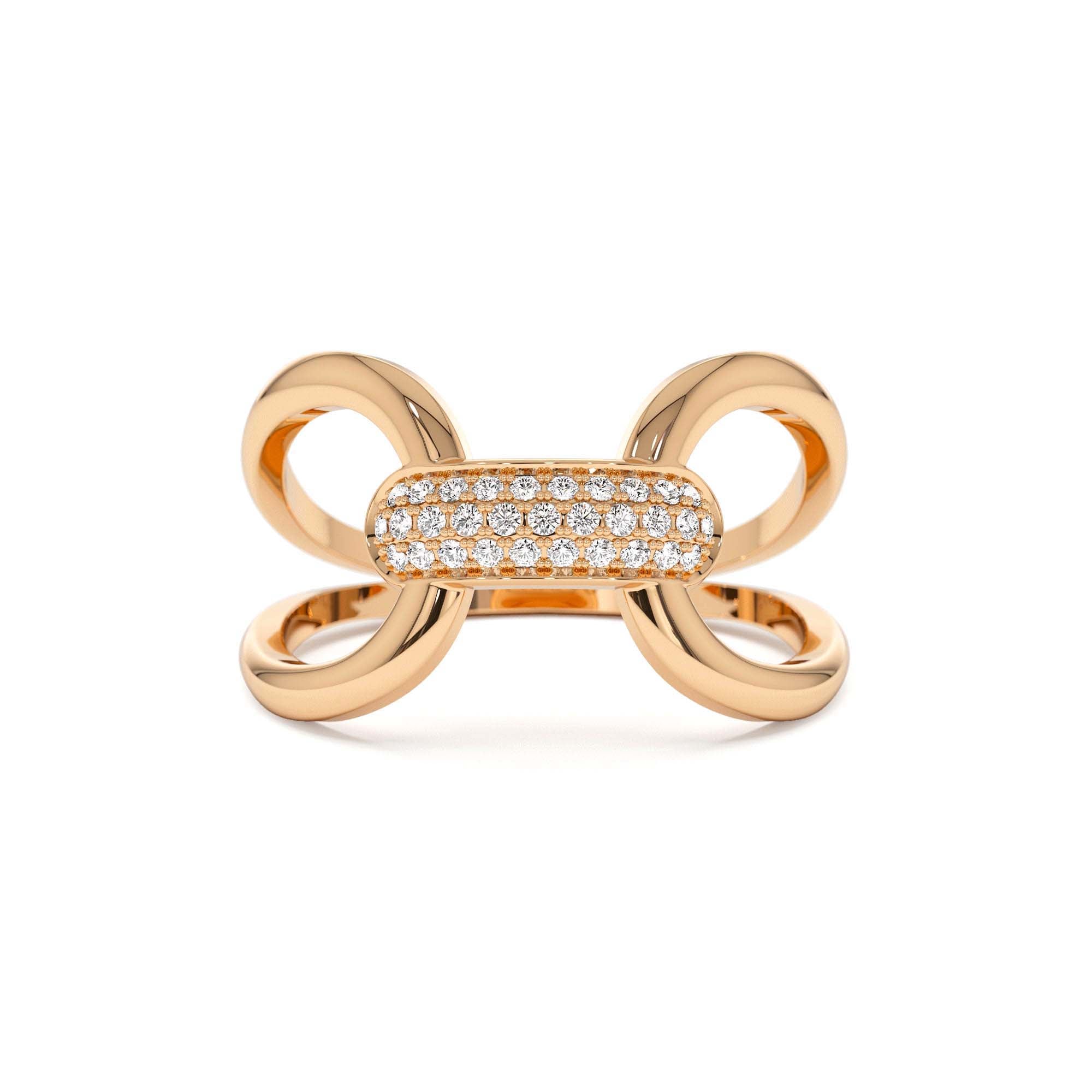 14K Gold Folded Micro Pave Diamond Ring - view 2