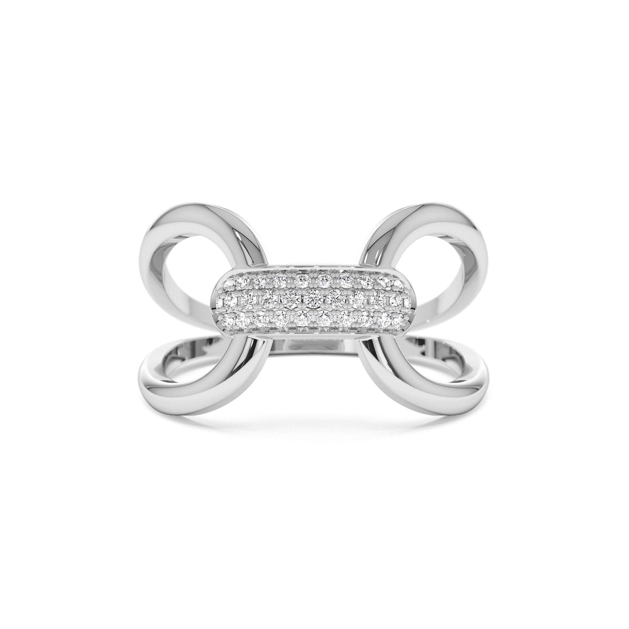 14K Gold Folded Micro Pave Diamond Ring - view 3