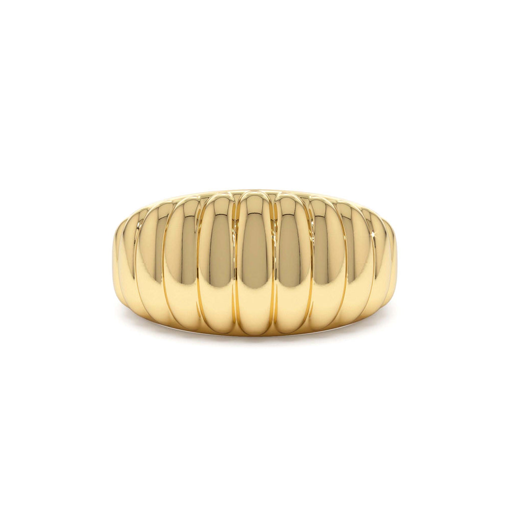 14k Gold Chunky Ribbed Statement Ring by Orlina Fine