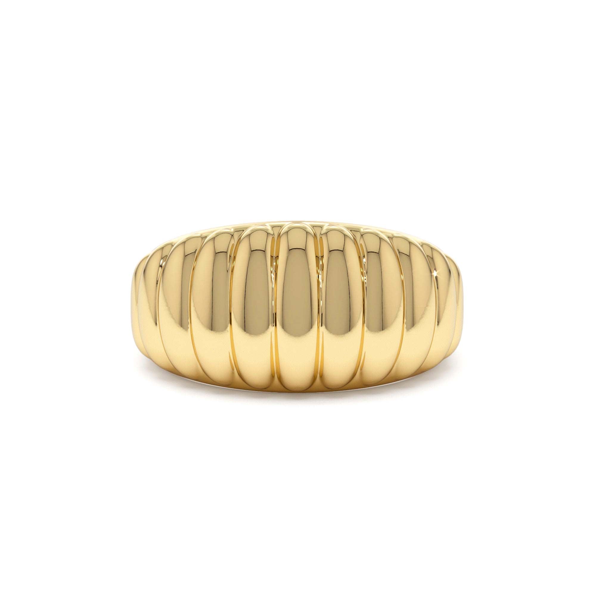 14k Gold Chunky Ribbed Statement Ring by Orlina Fine