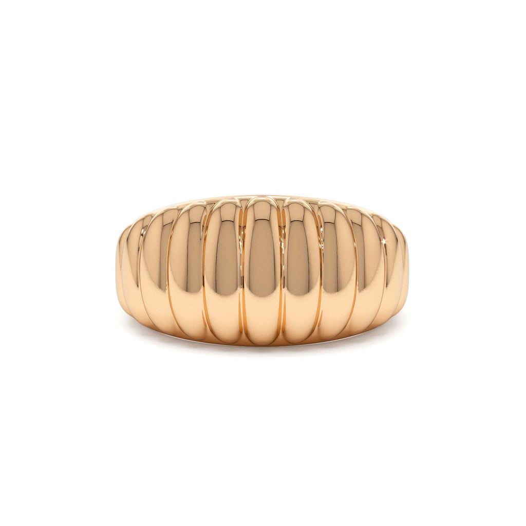 14k Gold Chunky Ribbed Statement Ring - view 2