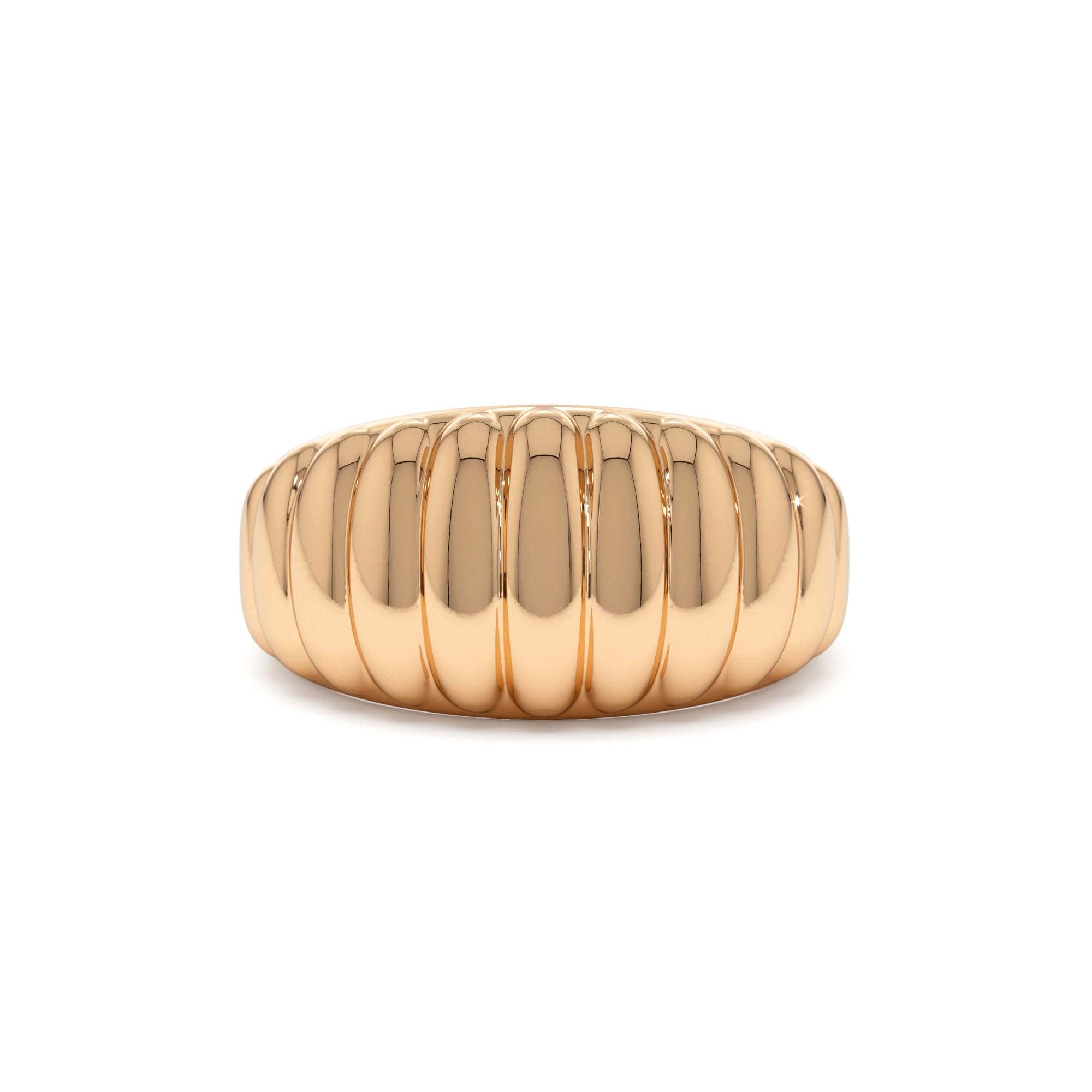 14k Gold Chunky Ribbed Statement Ring - view 2