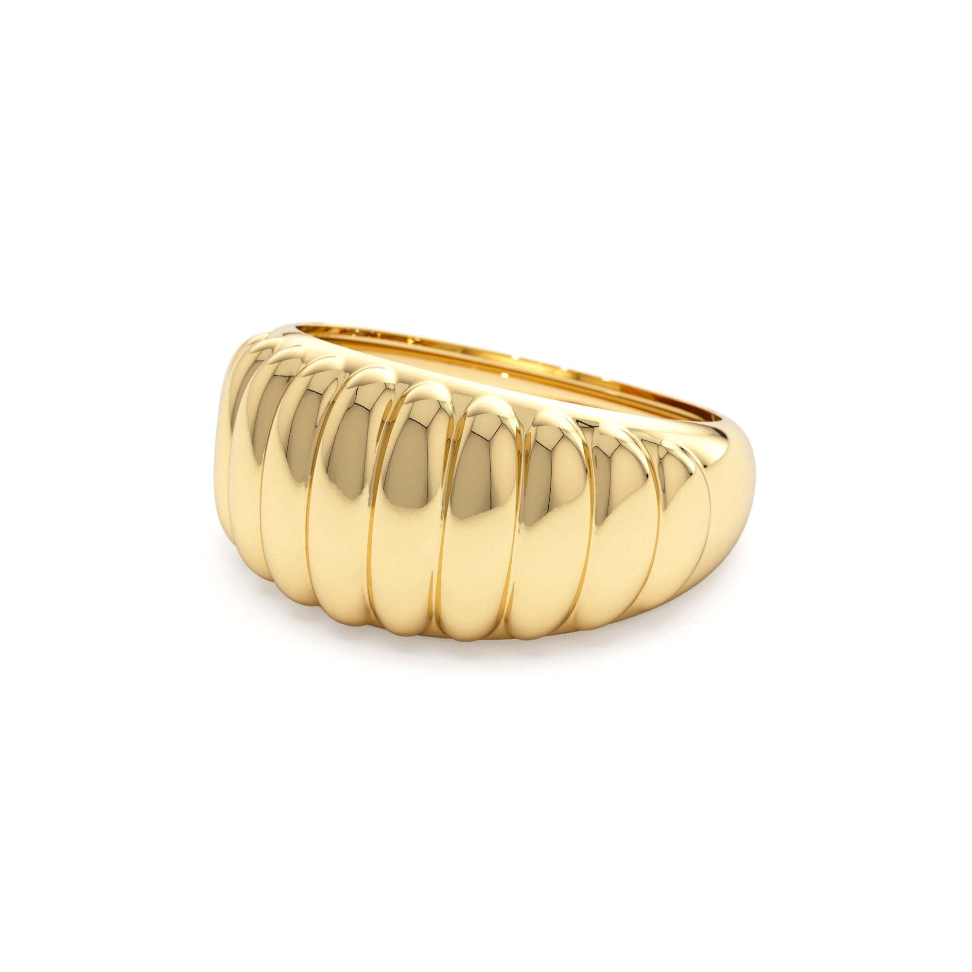 14k Gold Chunky Ribbed Statement Ring - view 4