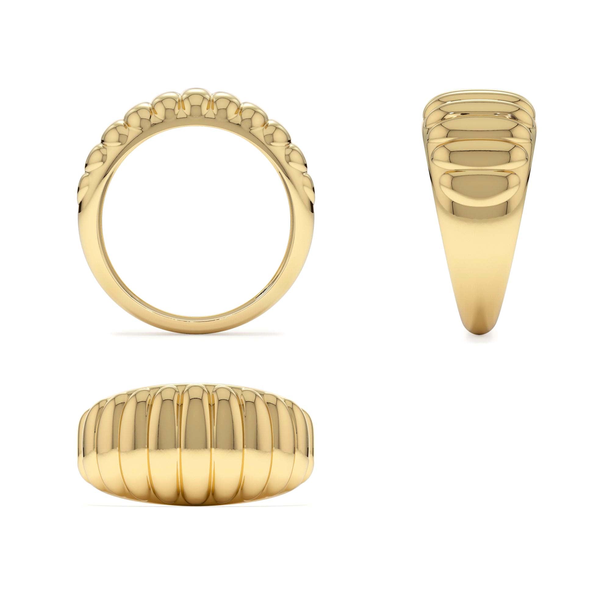 14k Gold Chunky Ribbed Statement Ring - view 5