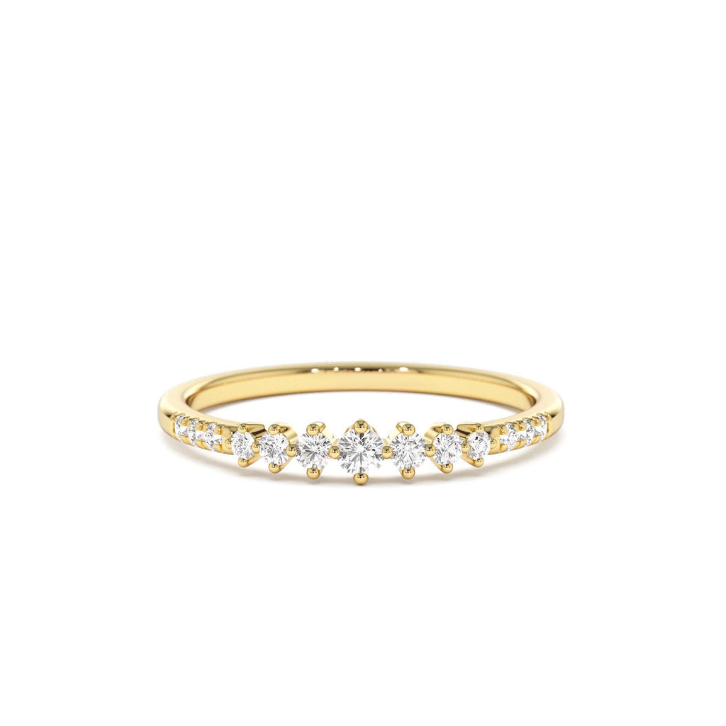 14k Dainty Graduating Diamond Wedding Ring by Orlina Fine