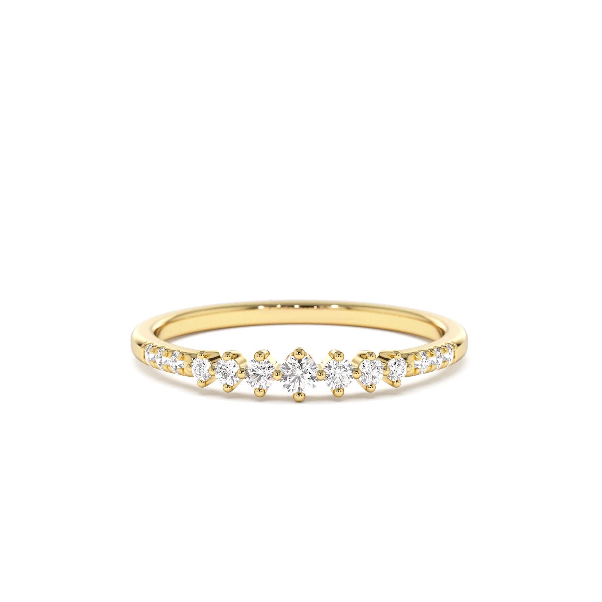 14k Dainty Graduating Diamond Wedding Ring by Orlina Fine