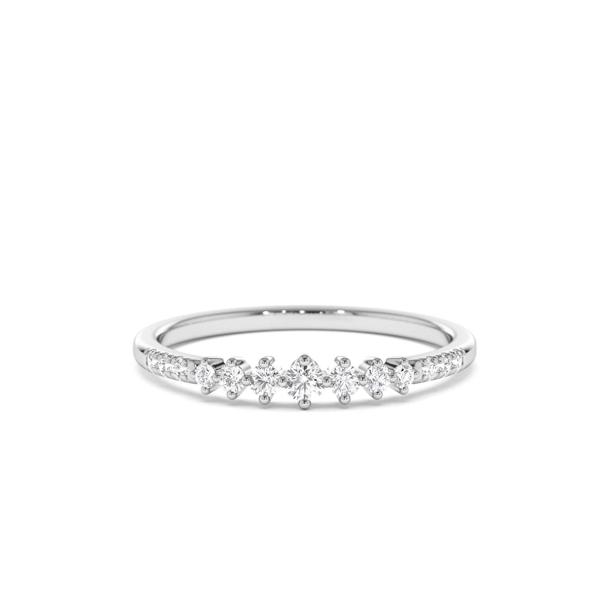14k Dainty Graduating Diamond Wedding Ring - view 3