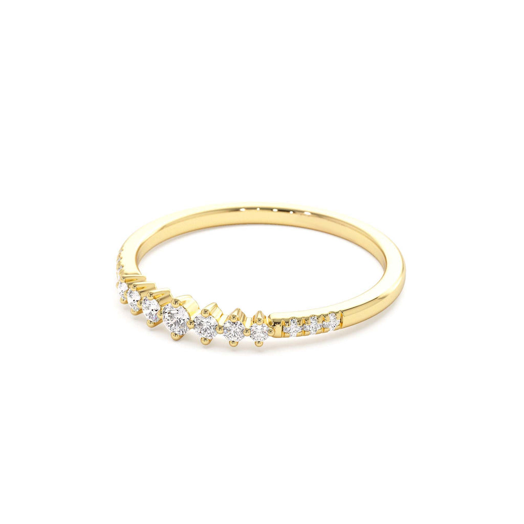 14k Dainty Graduating Diamond Wedding Ring - view 4