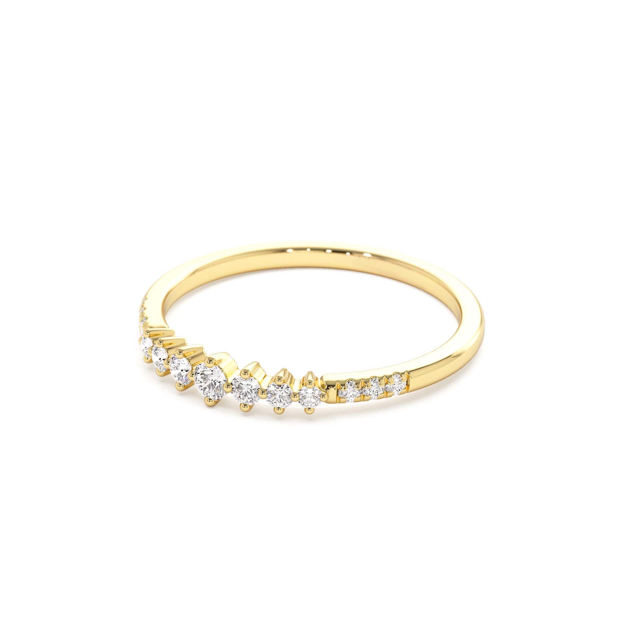 14k Dainty Graduating Diamond Wedding Ring - view 4