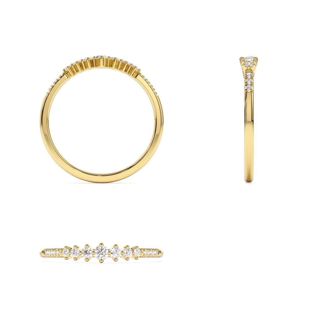 14k Dainty Graduating Diamond Wedding Ring - view 5