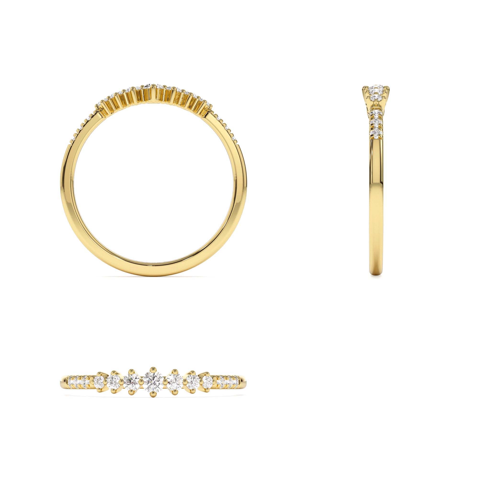 14k Dainty Graduating Diamond Wedding Ring - view 5