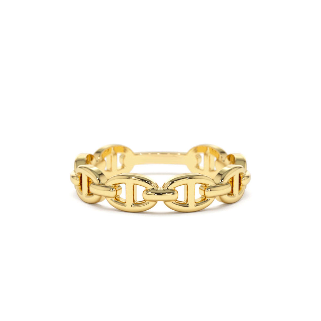 14k Solid Gold Mariner Chain Ring by Orlina Fine