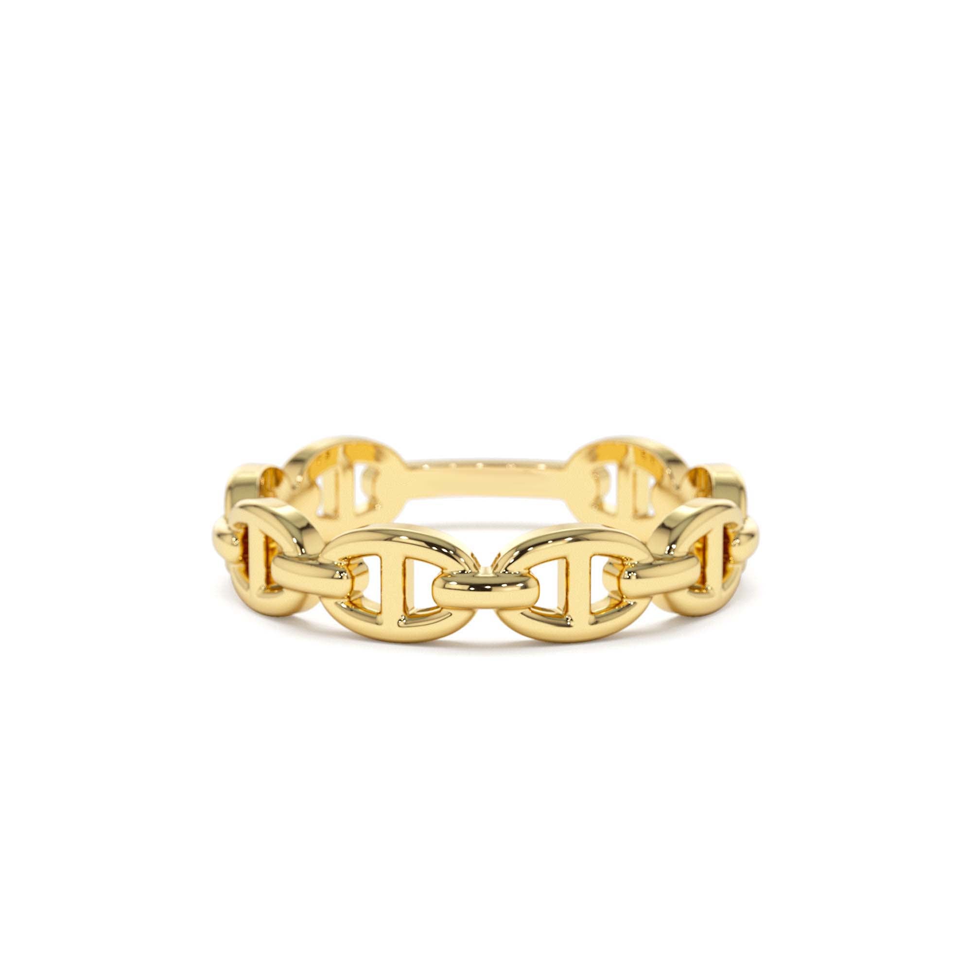 14k Solid Gold Mariner Chain Ring by Orlina Fine