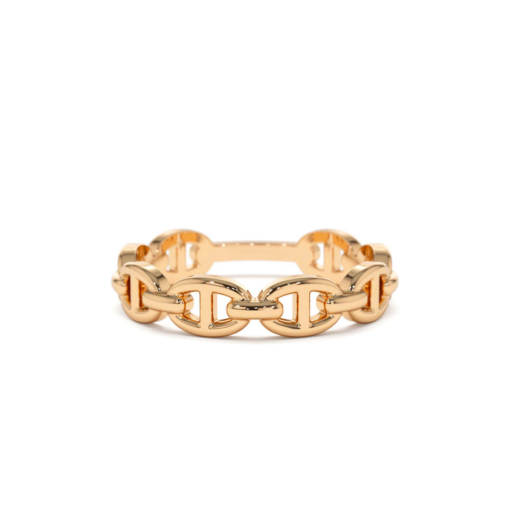 14k Solid Gold Mariner Chain Ring - view 3