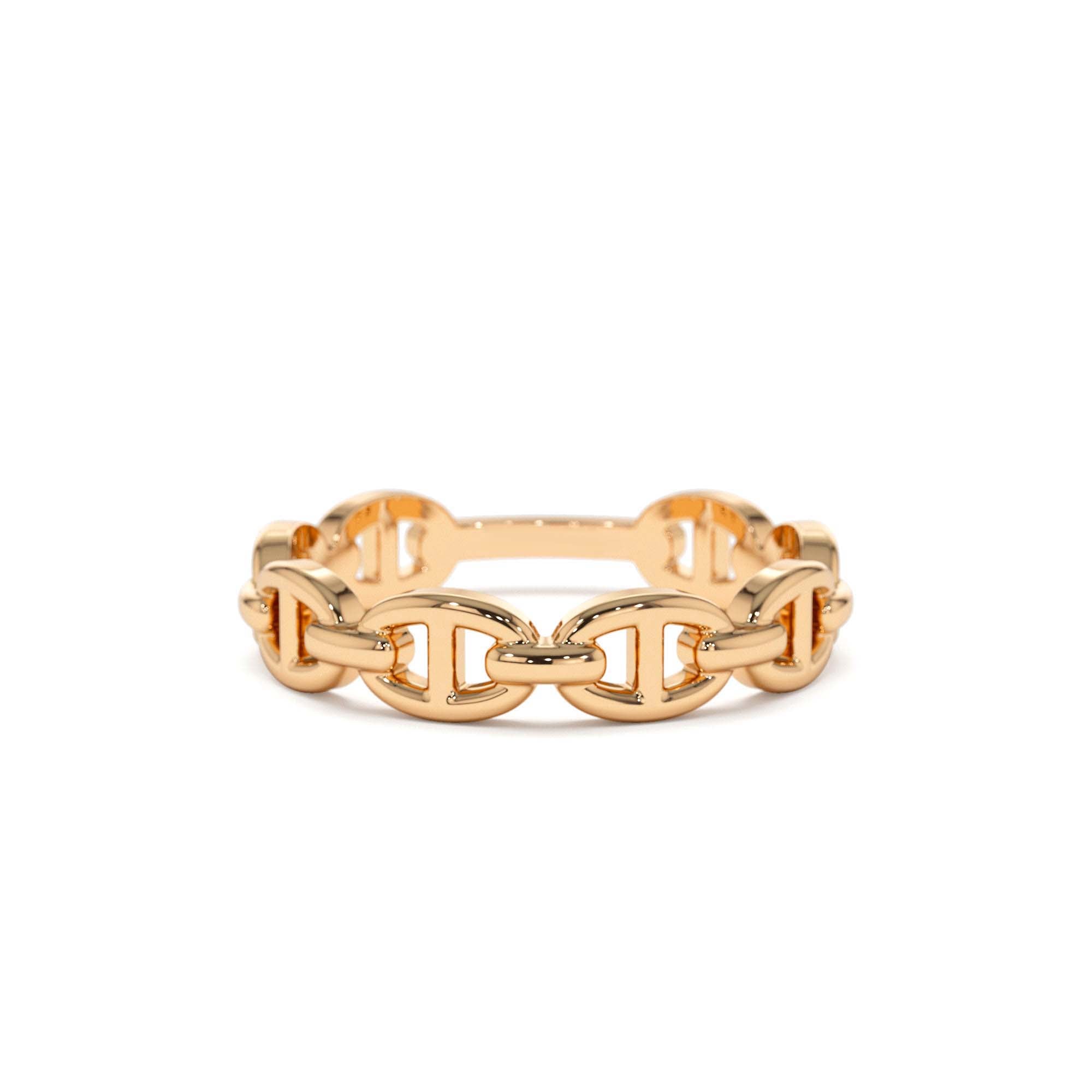 14k Solid Gold Mariner Chain Ring - view 3