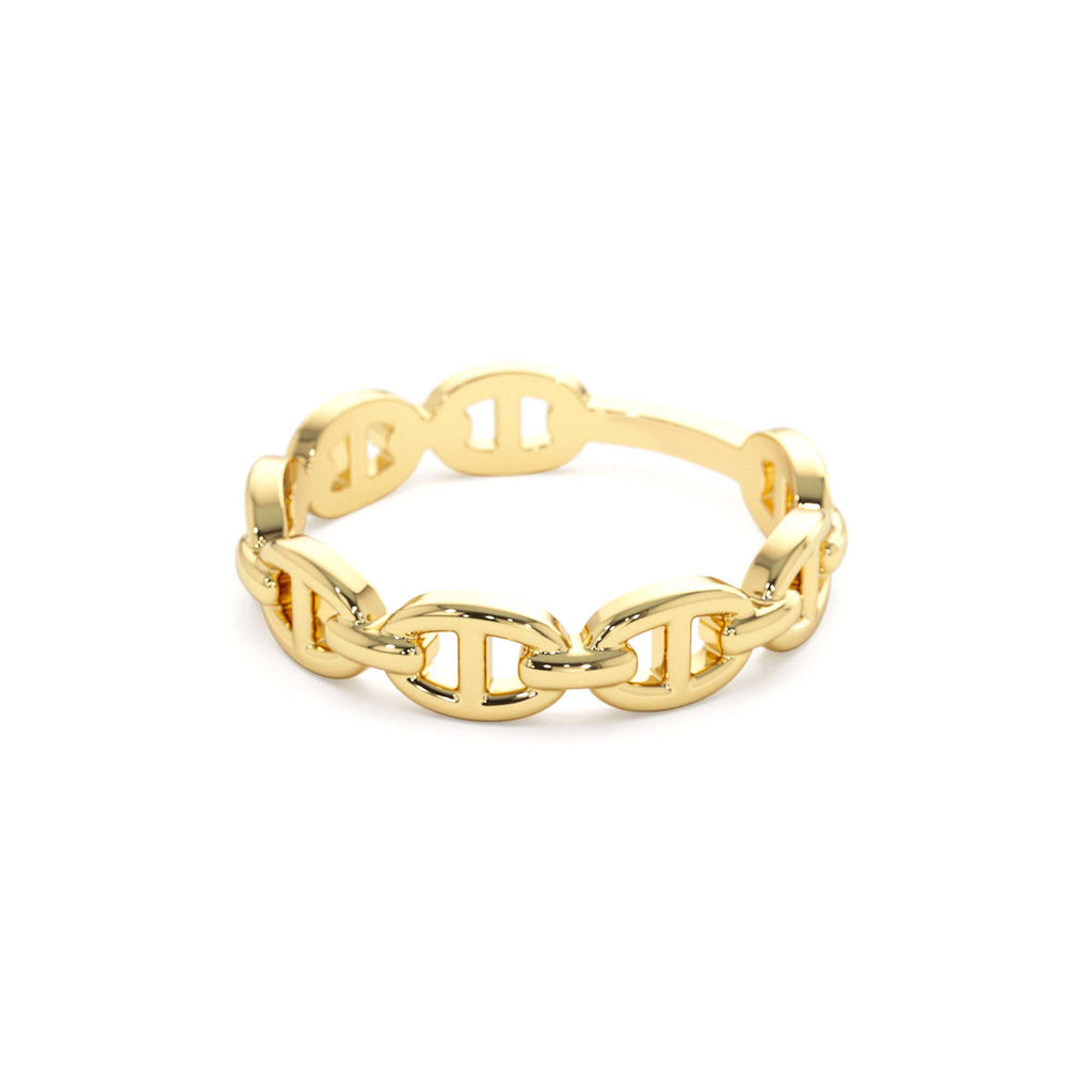 14k Solid Gold Mariner Chain Ring - view 4