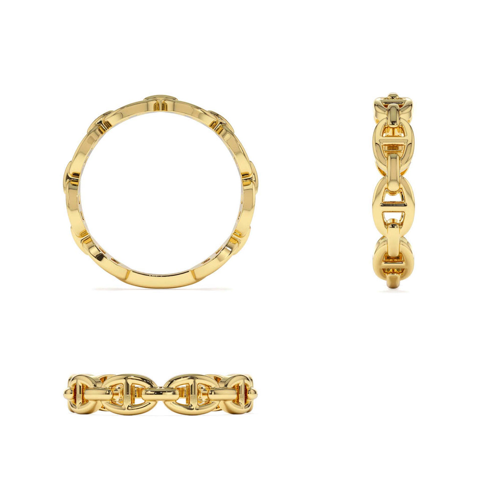 14k Solid Gold Mariner Chain Ring - view 5