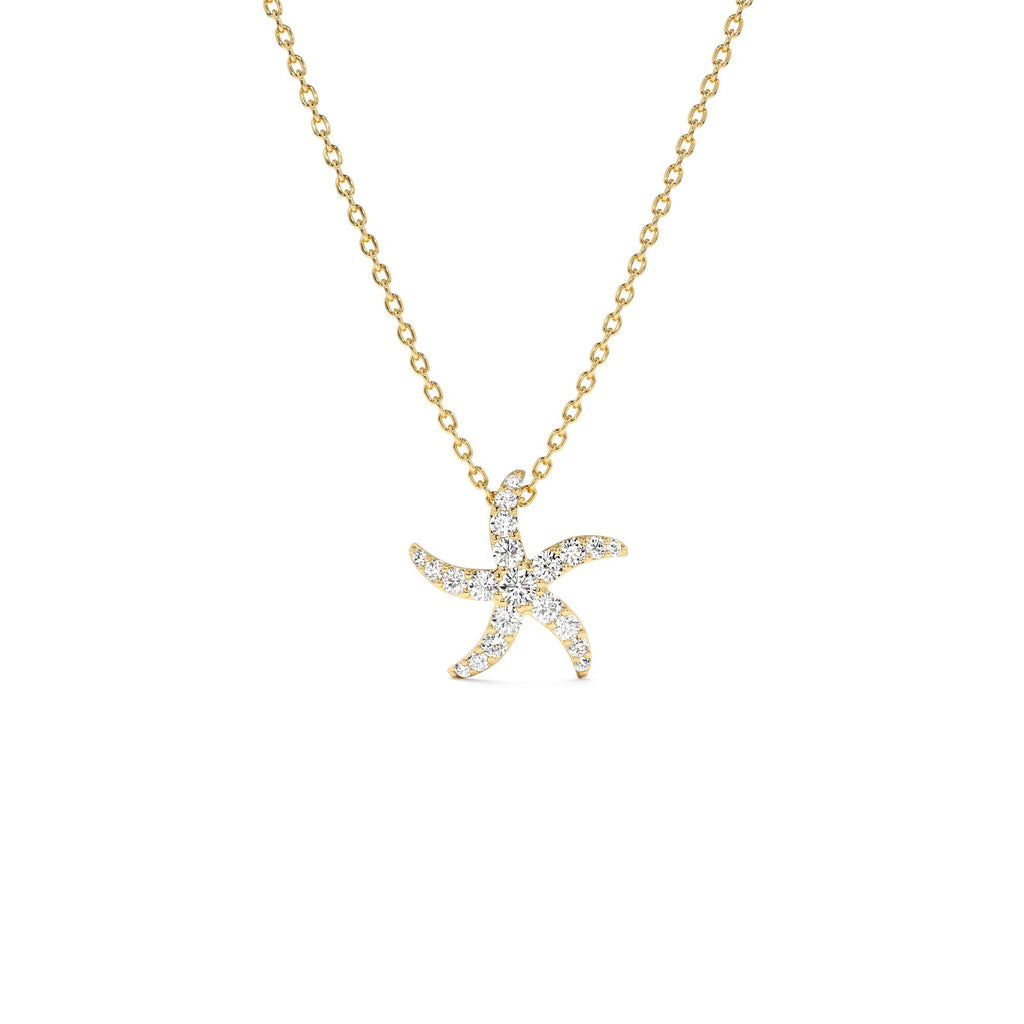 14k Gold Diamond Starfish Charm Pendant by Orlina Fine