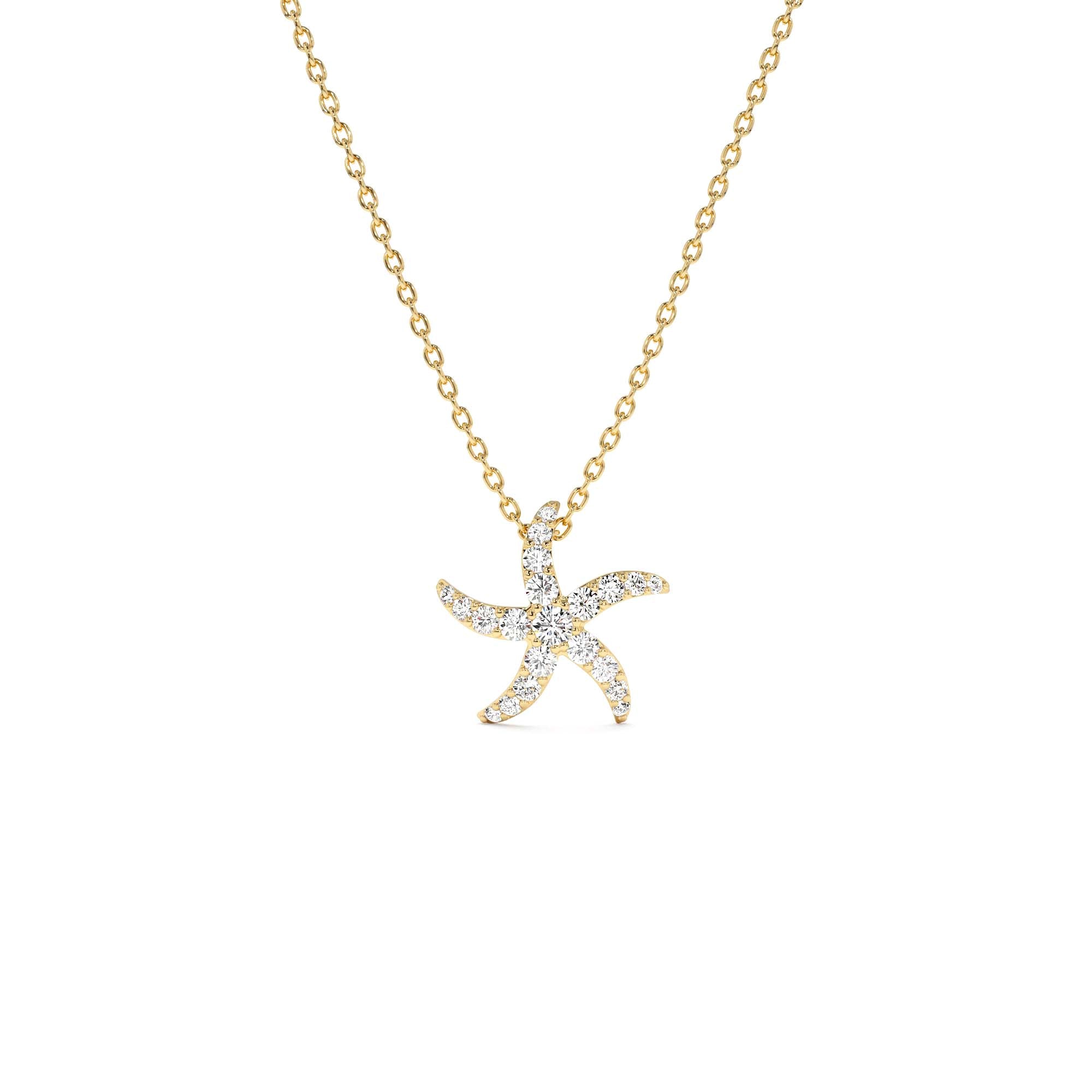 14k Gold Diamond Starfish Charm Pendant by Orlina Fine